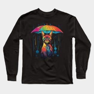 Caracal Rainy Day With Umbrella Long Sleeve T-Shirt